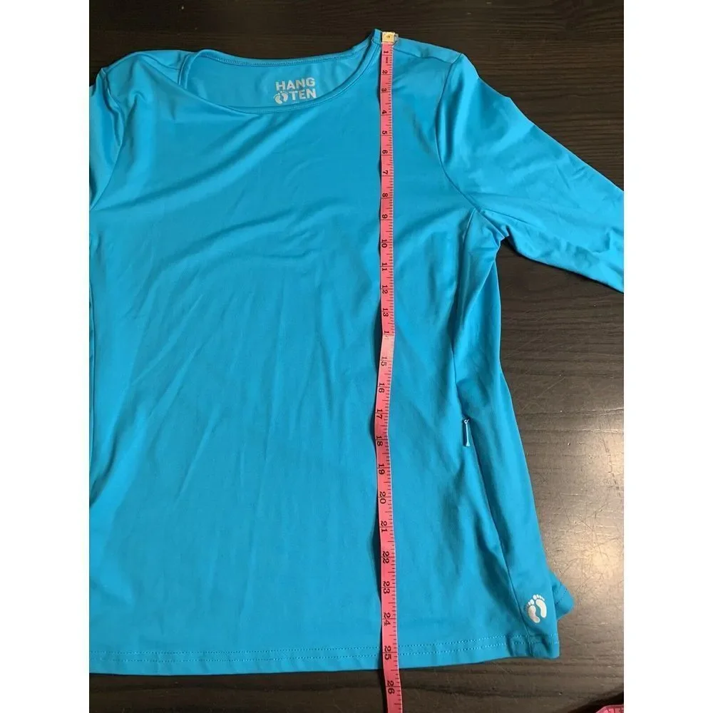 Hang Ten Shirt Adult Medium Blue Long Sleeve Rash Guard Swim Fishing‎ Top